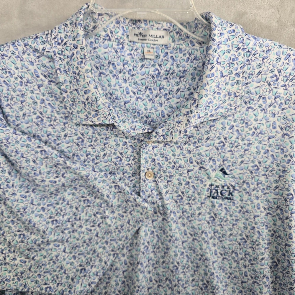 PETER MILLAR Size‎ XL Polo Shirt Three Jack National Drink Print Short Sleeve
